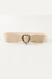 Pearl Heart Buckle Elastic Belt 