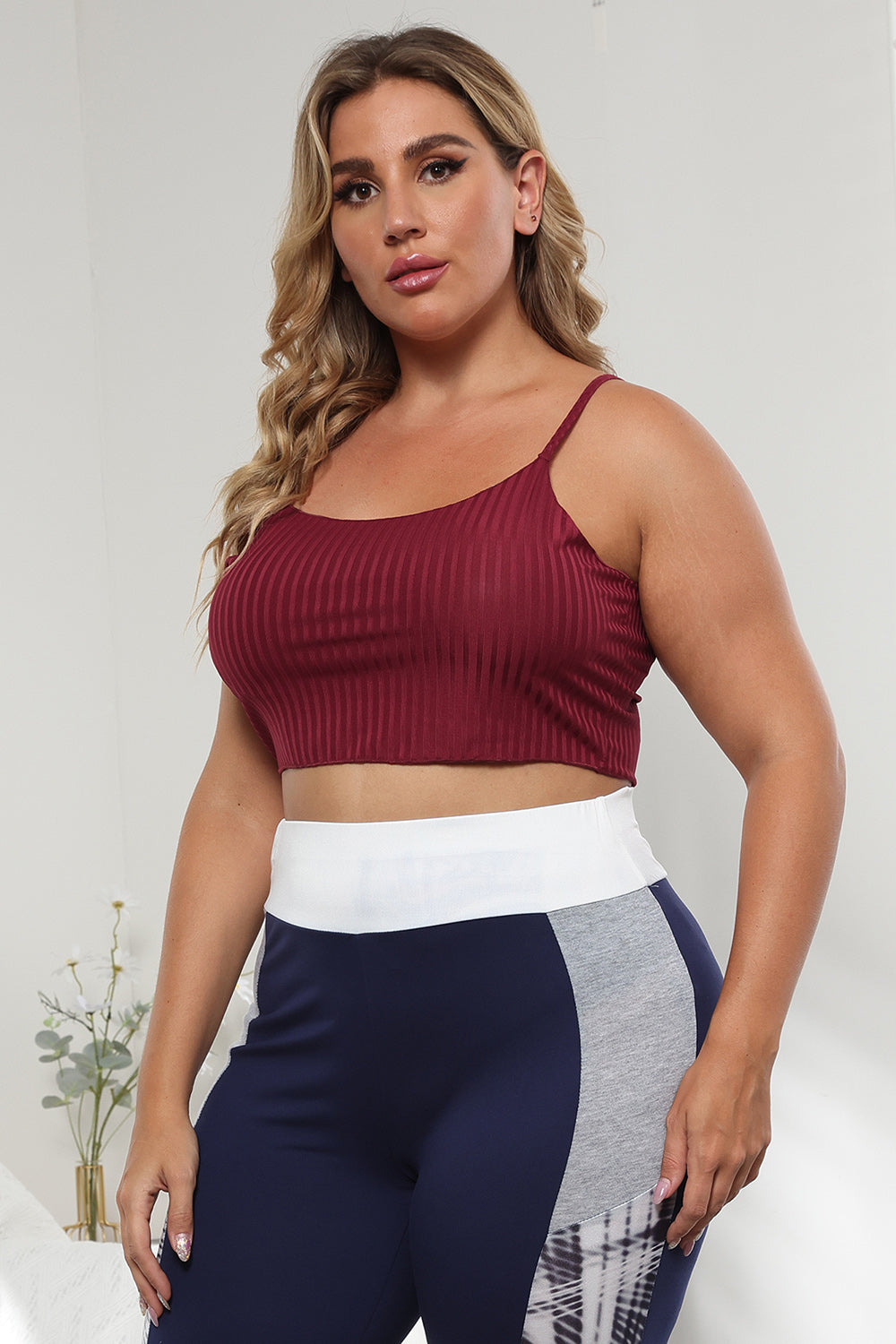 Plus Size Ribbed Spaghetti StrapTop 