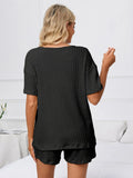 Notched Short Sleeve and Shorts Lounge Set Lingerie & Nightwear
