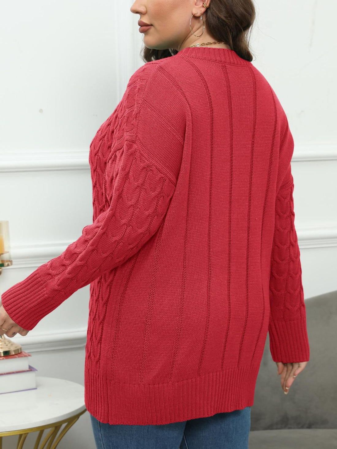 Plus Size Round Neck Long Sleeve Sweater 