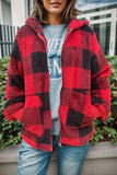 Double Take Full Size Plaid Long Sleeve Hooded Coat 