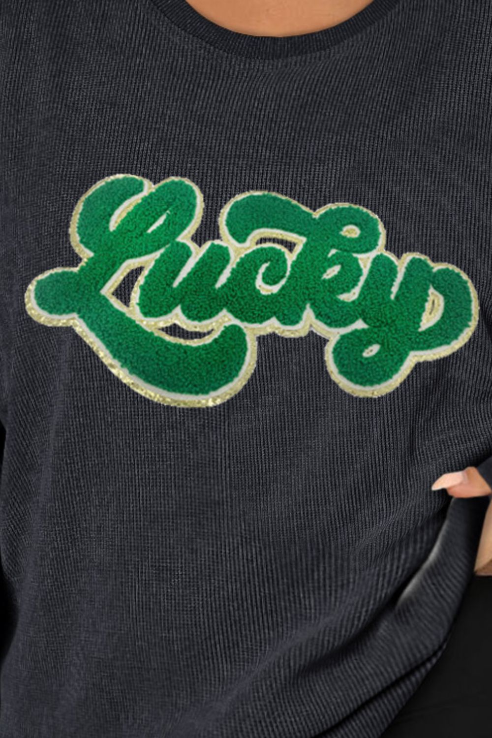 Plus Size LUCKY Round Neck Sweatshirt 