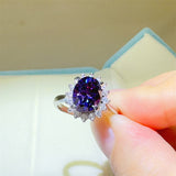 2 Carat 925 Sterling Silver Oval Moissanite Ring 
