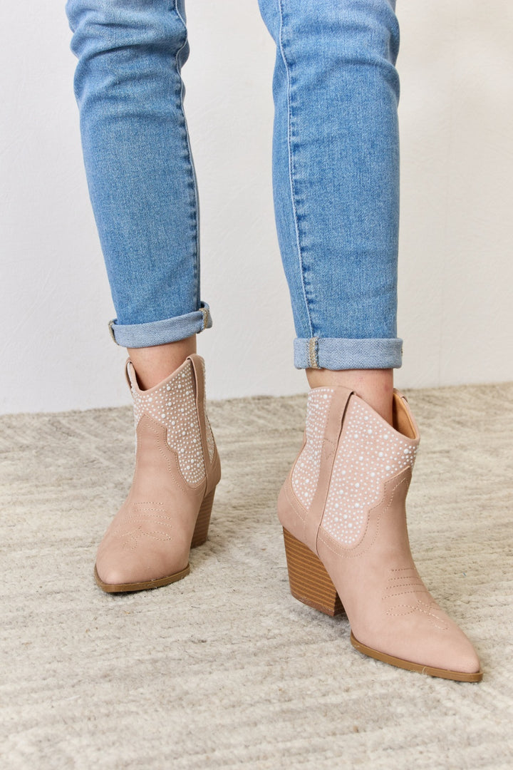 East Lion Corp Rhinestone Ankle Cowgirl Booties 