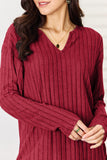 Basic Bae Full Size Notched Long Sleeve Top and Pants Set 
