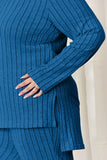 Basic Bae Full Size Ribbed High-Low Top and Wide Leg Pants Set 
