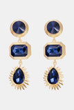 Geometrical Shape Zinc Alloy Frame Glass Dangle Earrings 