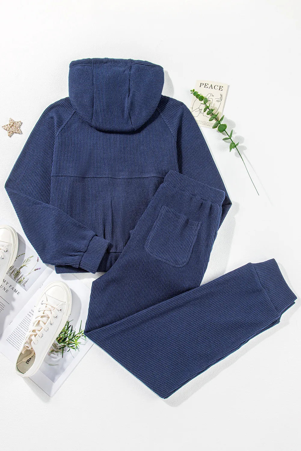 Drawstring Half Zip Hoodie and Joggers Active Set 