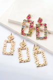 Square Shape Glass Stone Dangle Earrings 