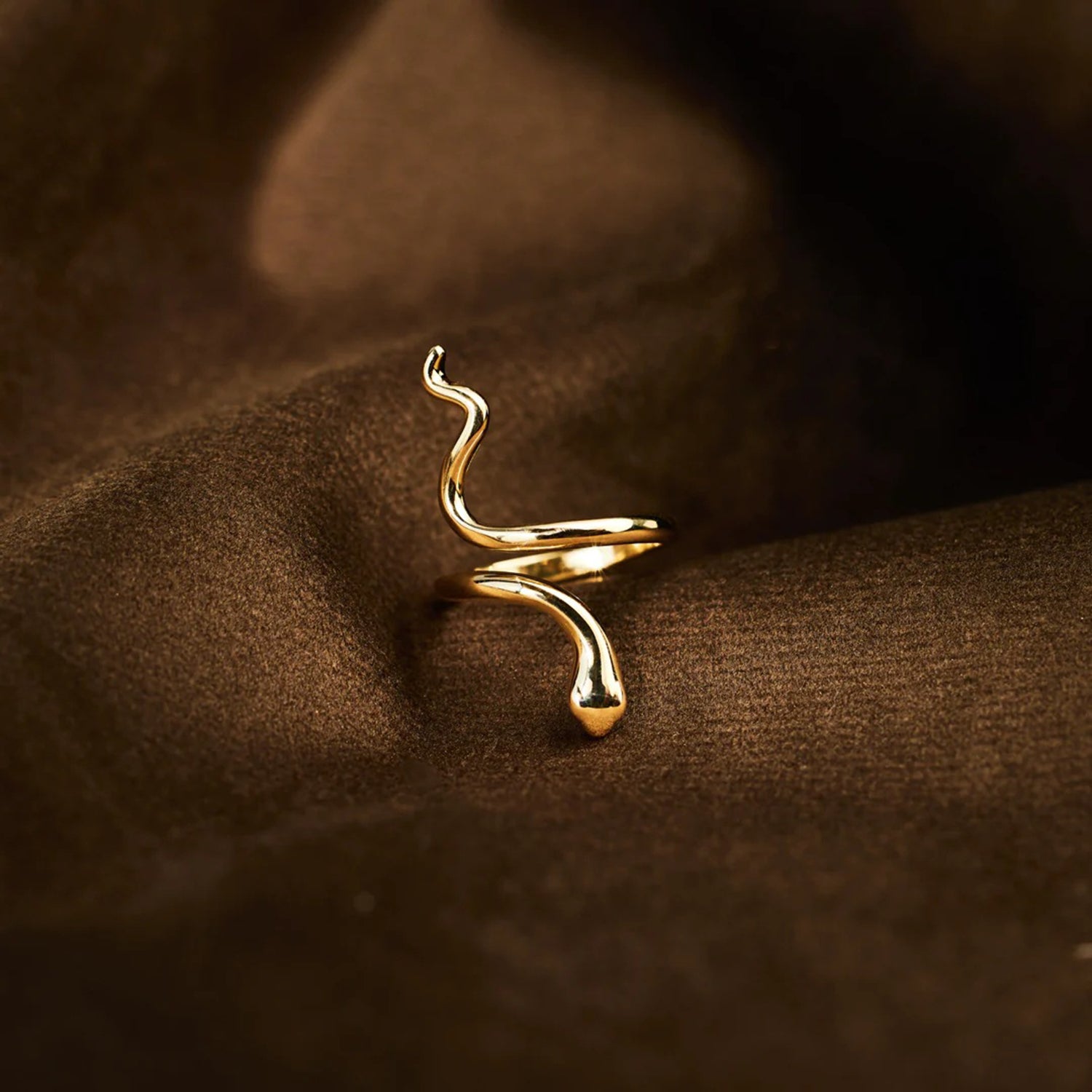 Snake Shape 18K Gold-Plated Bypass Ring 