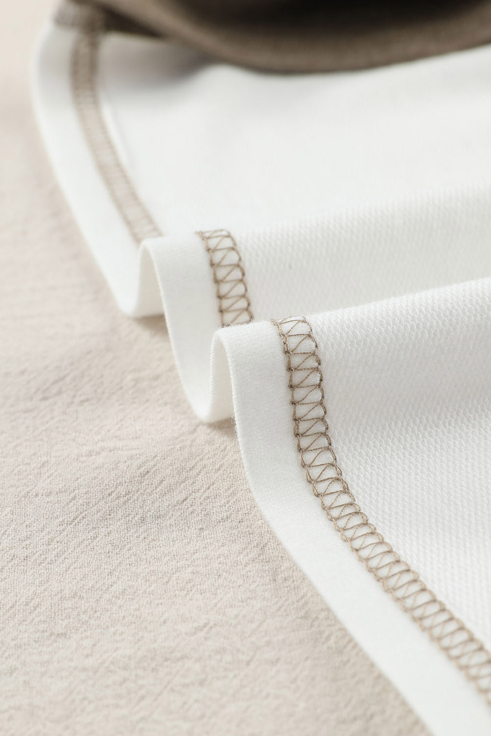 Exposed Seam Contrast Round Neck Long Sleeve Top 