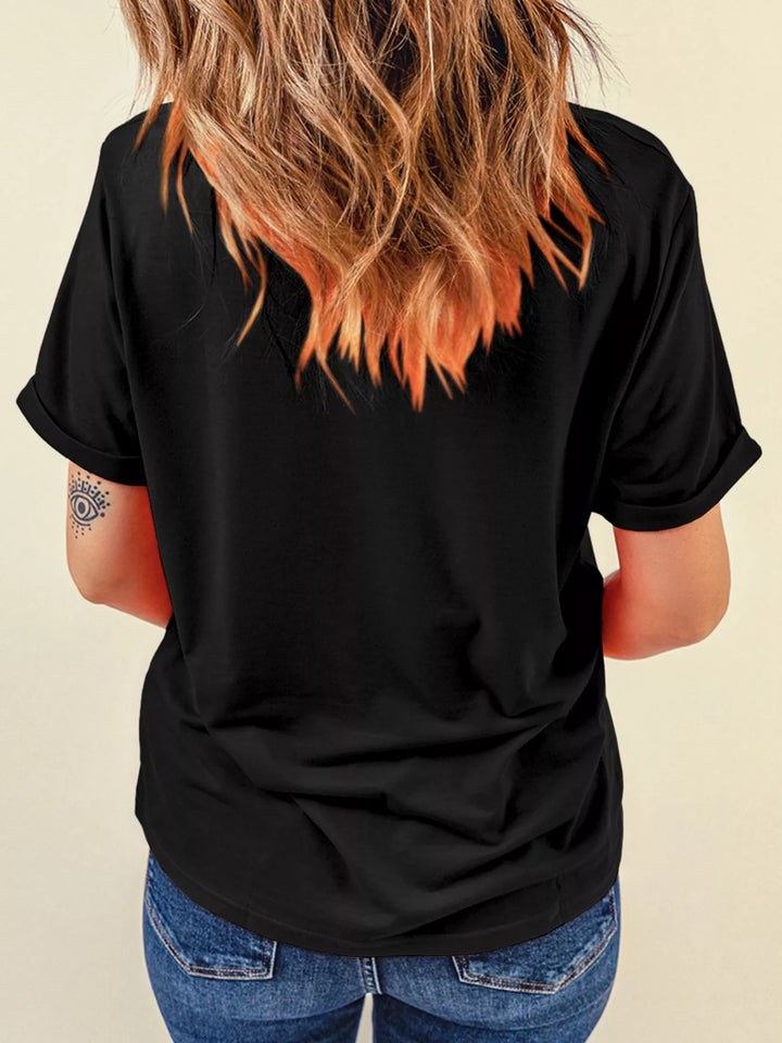 Halloween Ghost Bow Graphic Short Sleeve T-Shirt 