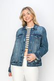 RISEN Full Size Distressed Button Up Jacket 