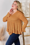 Hailey & Co Full Size V-Neck Flounce Sleeve Blouse 