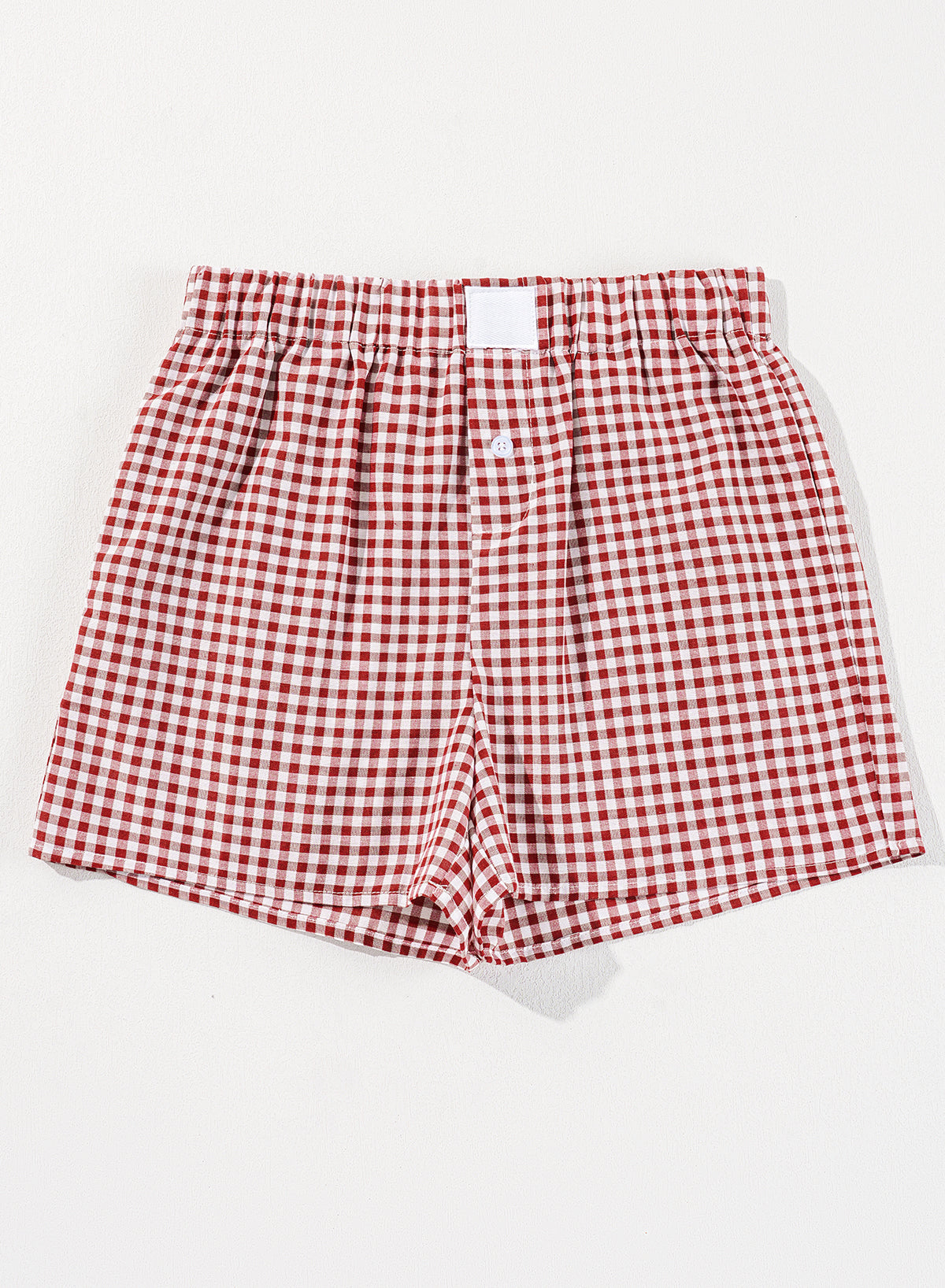 Red Plaid Gingham Printed High Waist Shorts Bottoms/Casual Shorts