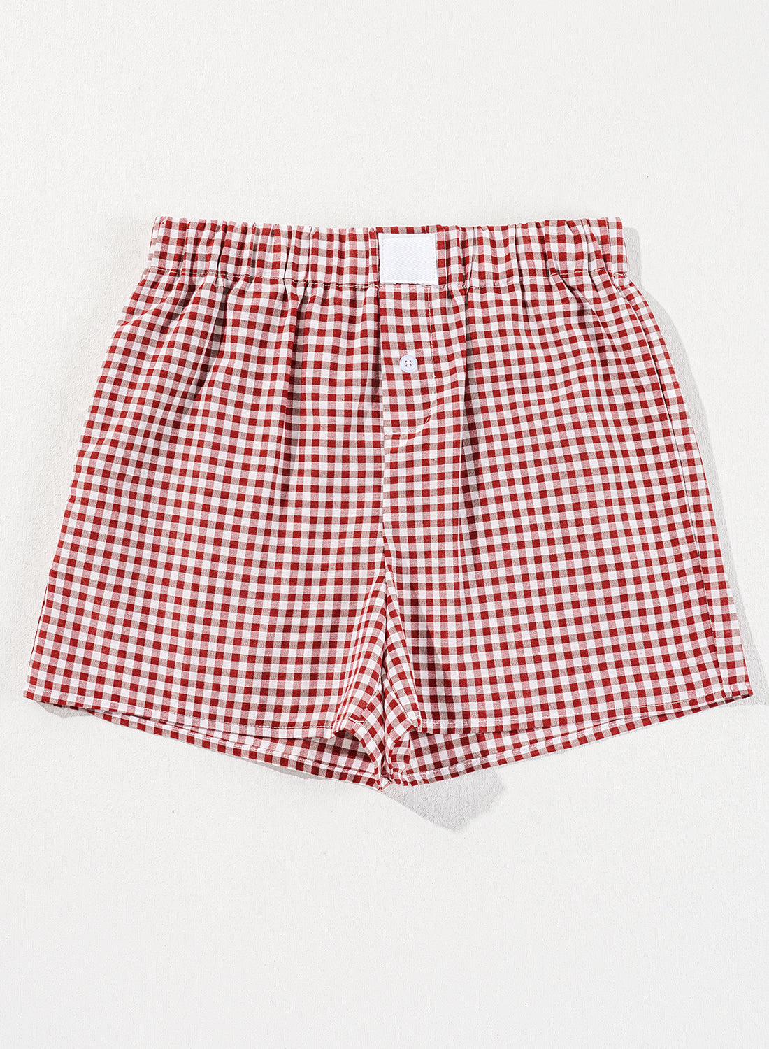 Red Plaid Gingham Printed High Waist Shorts Bottoms/Casual Shorts