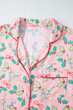 Printed Collared Neck Long Sleeve Top and Pants Lounge Set Lingerie & Nightwear