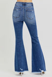 RISEN Full Size High Rise Distressed Raw Hem Flare Jeans 