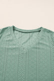 Plus Size Eyelet V-Neck Petal Sleeve Blouse 