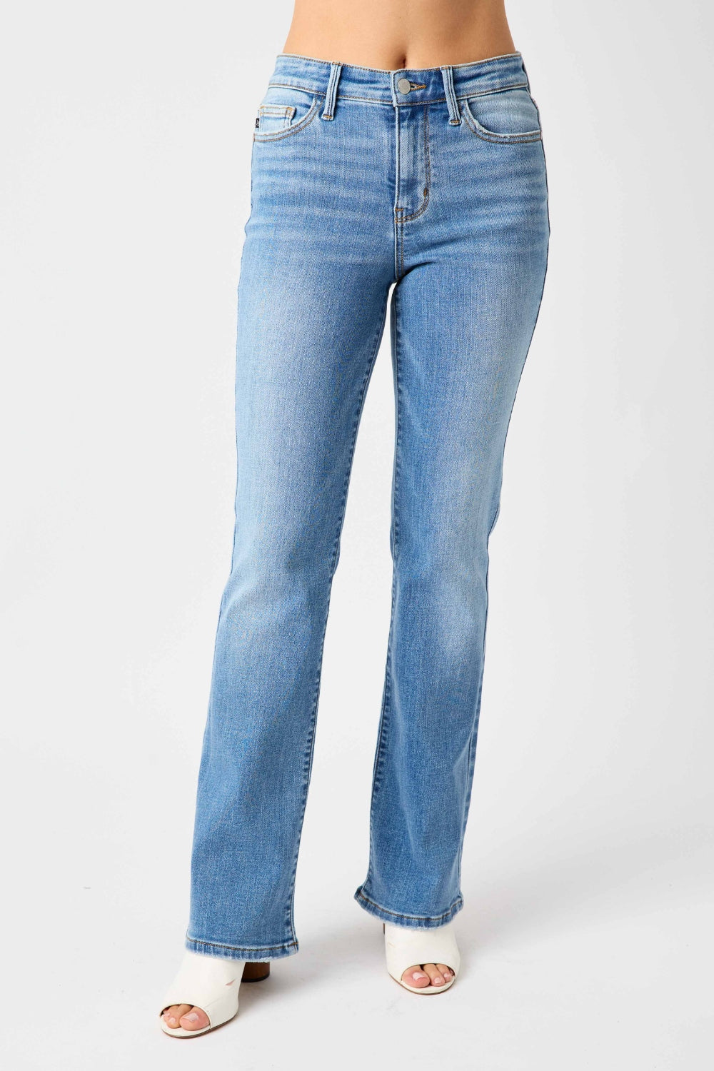 Judy Blue Full Size Mid-Rise Waist Straight Jeans 
