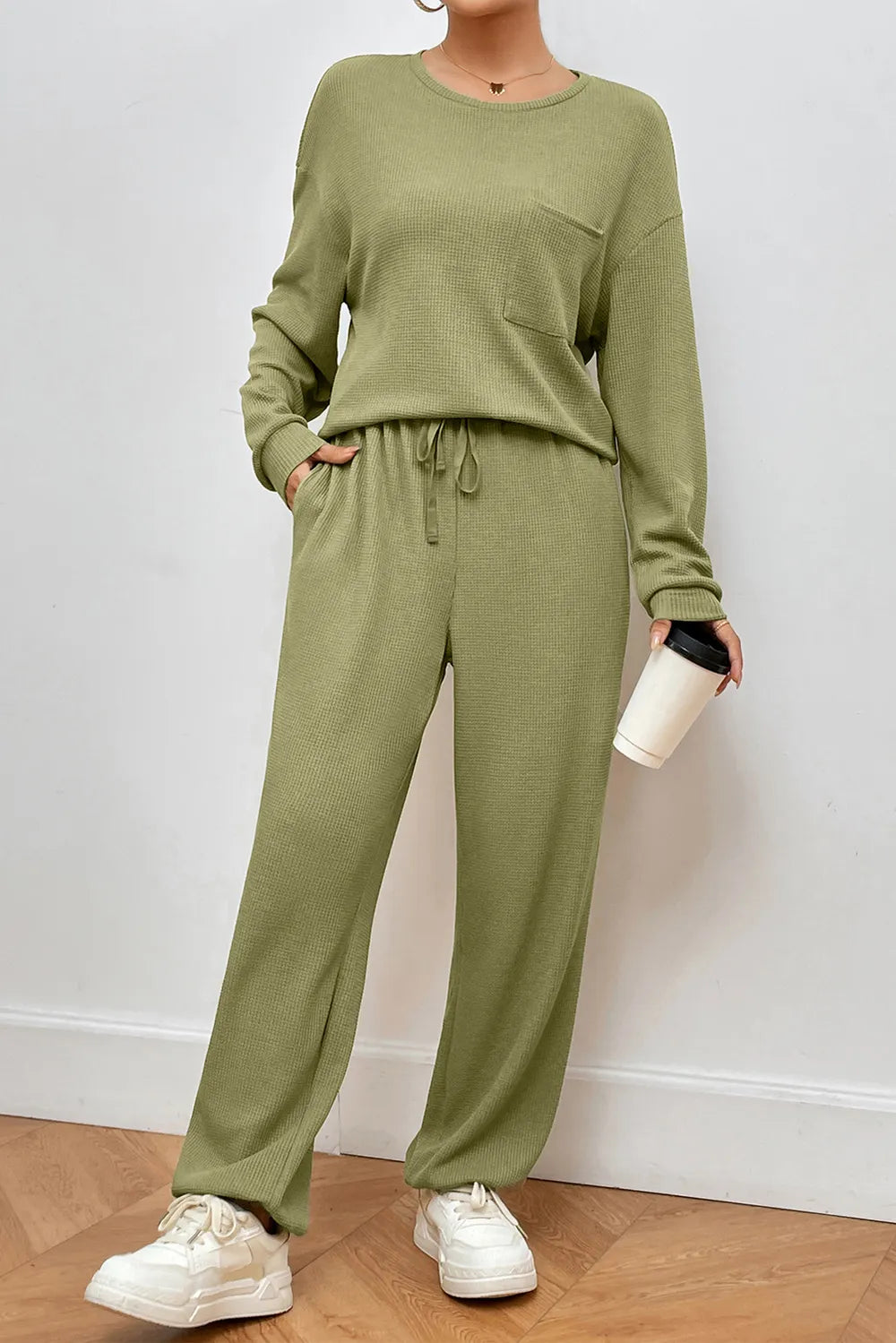 Pocketed Round Neck Top and Pants Lounge Set Lingerie & Nightwear