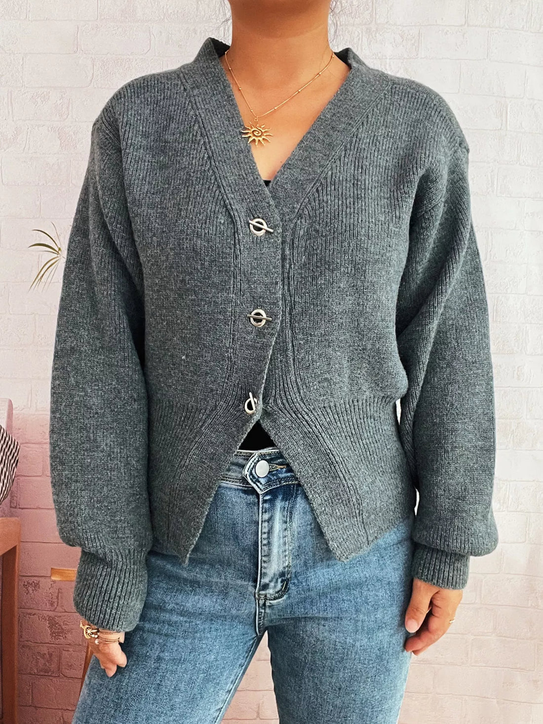 Button Up Long Sleeve Cardigan 