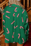 Candy Cane Collared Neck Long Sleeve Top and Shorts Lounge Set Lingerie & Nightwear
