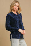 Umgee Side Slit Texture Button Up Shirt 