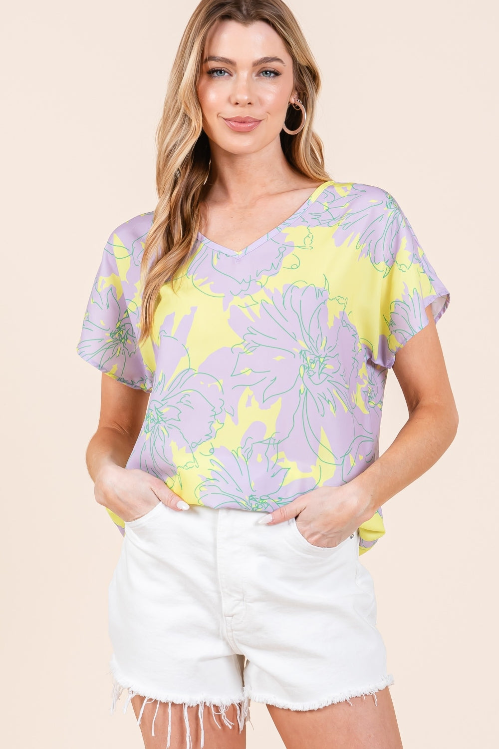 BOMBOM Floral Short Sleeve T-Shirt 