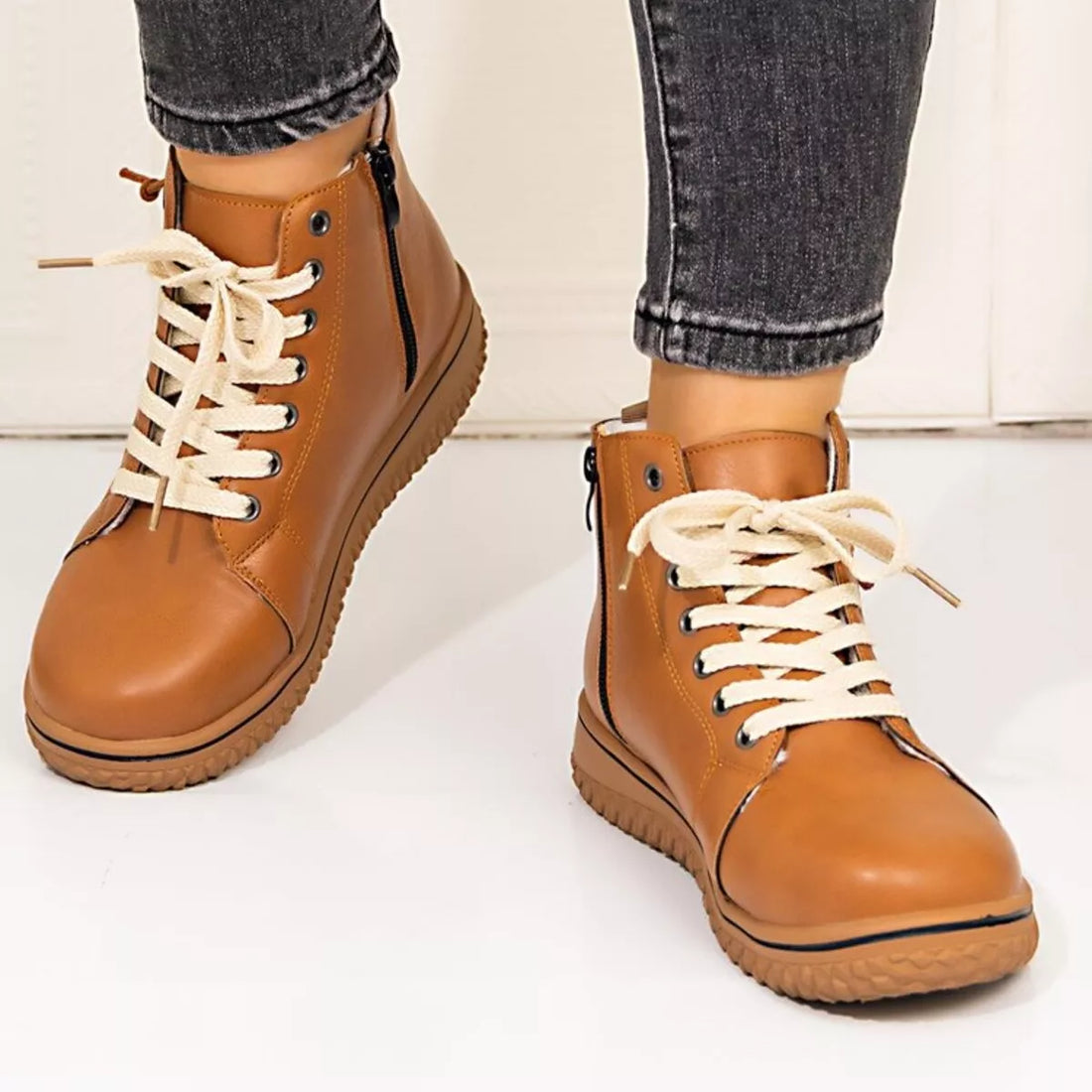 Round Toe Platform Ankle Boots 