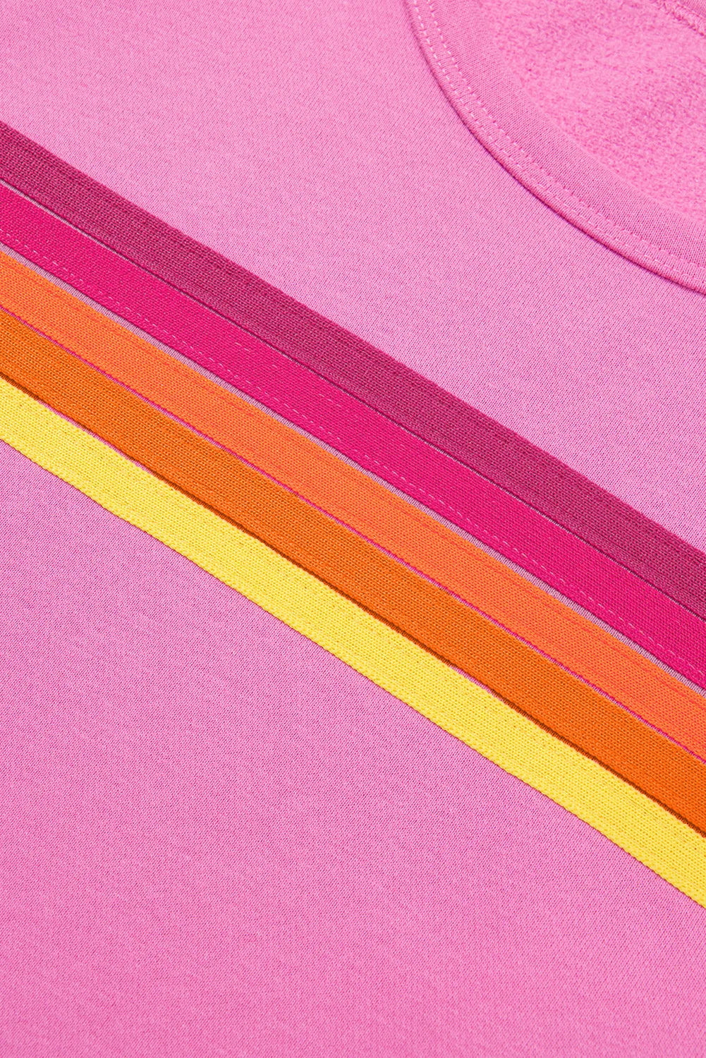 Full Size Contrast Striped Round Neck Top and Shorts Set 