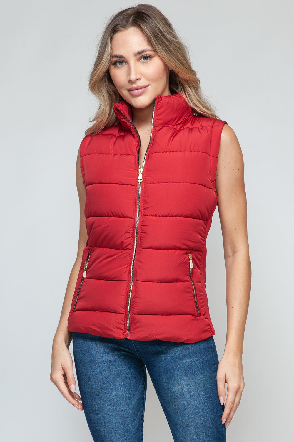 Snobbish Zip Up Turtleneck Vest with Pockets 