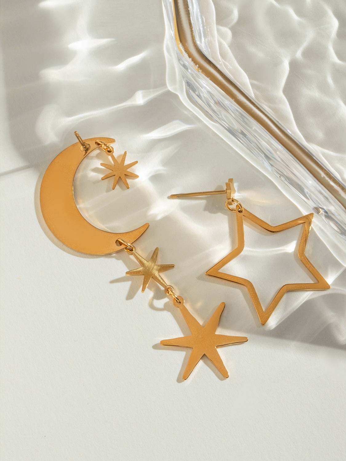 18K Gold-Plated Moon & Star Dangle Earrings 