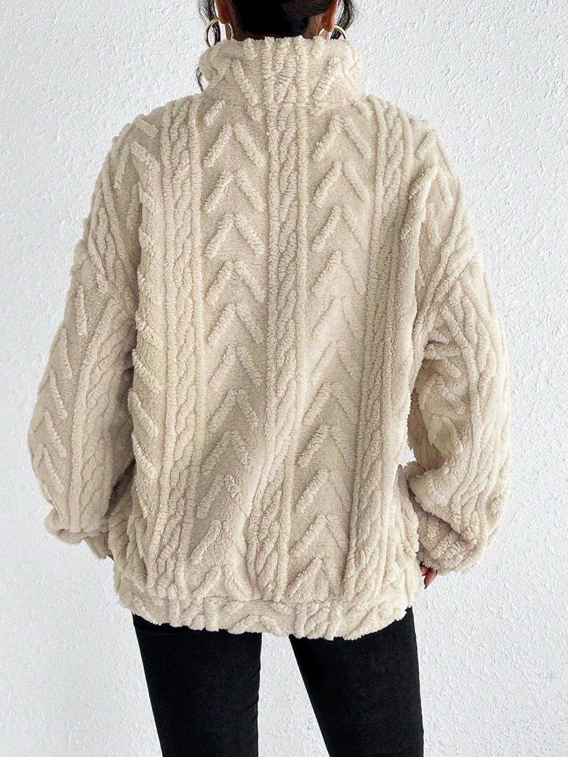 Fuzzy Quarter Zip Long Sleeve Sweatshirt 