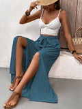 Honey Tied Slit Wide Leg Pants 
