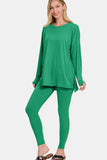 Zenana Full Size Brushed Microfiber Top and Leggings Lounge Set 
