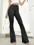 Raw Hem High Waist Flare Jeans 