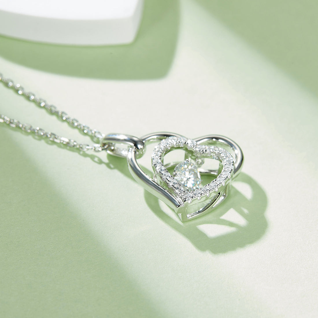 Moissanite 925 Sterling Silver Heart Necklace 