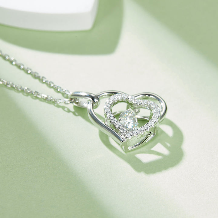 Moissanite 925 Sterling Silver Heart Necklace 