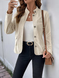 Perfee Button Up Mock Neck Jacket 