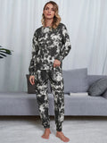 Shiny Tie-Dye Round Neck Top and Pants Lounge Set Lingerie & Nightwear