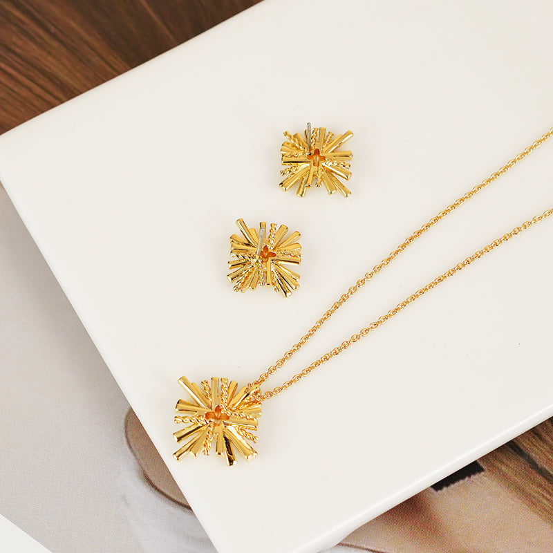 Starburst Gold-Plated Earrings and Necklace Set 