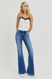 RISEN Full Size Low Rise Flare Jeans with Pockets 