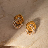 18K Gold-Plated Stainless Steel Square Earrings 