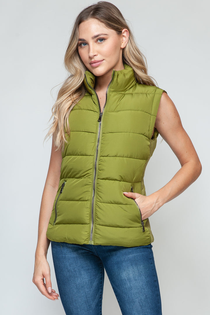 Snobbish Zip Up Turtleneck Vest with Pockets 
