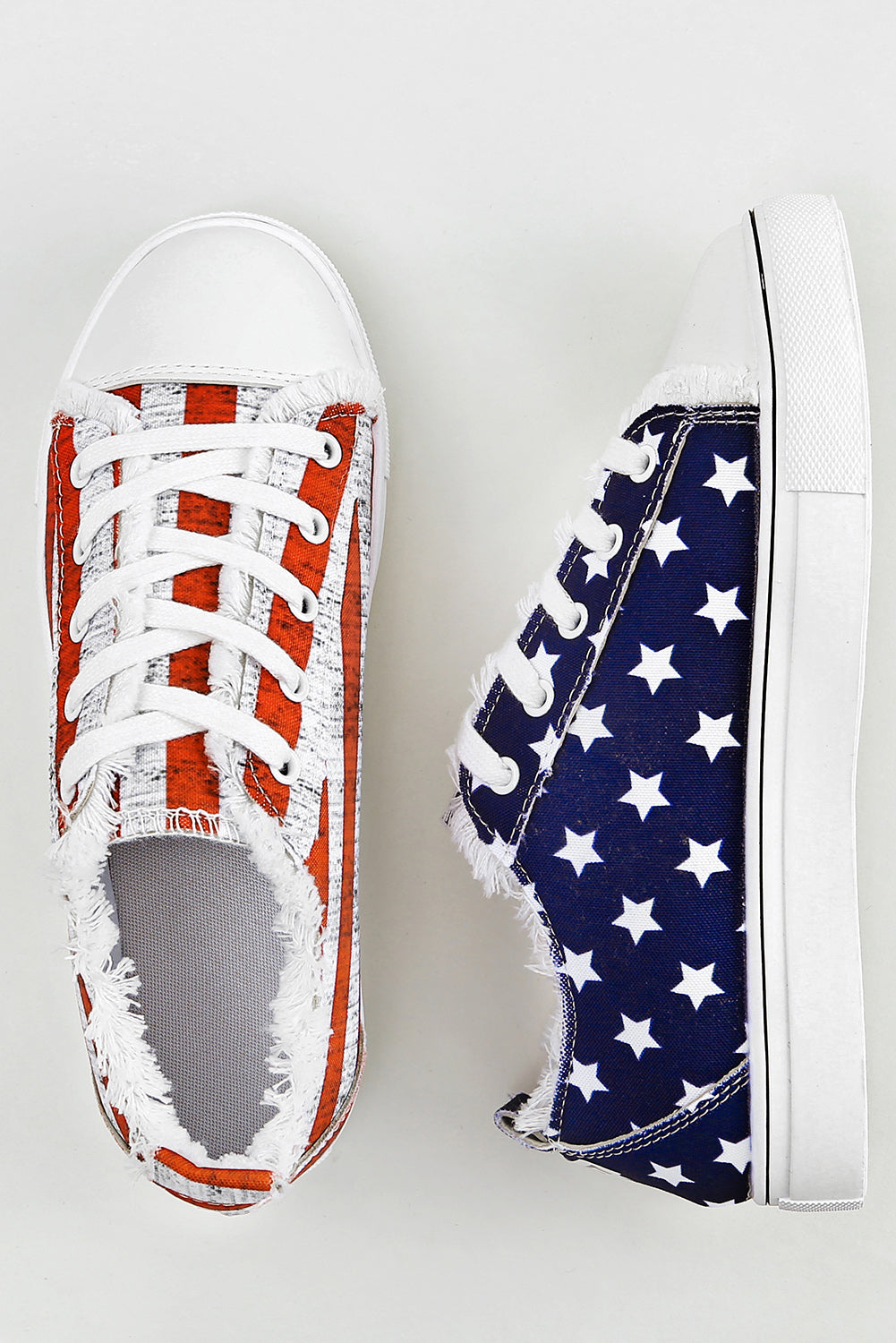 Blue American Flag Lace-up Canvas Flat Shoes Shoes & Bags/Women's Shoes