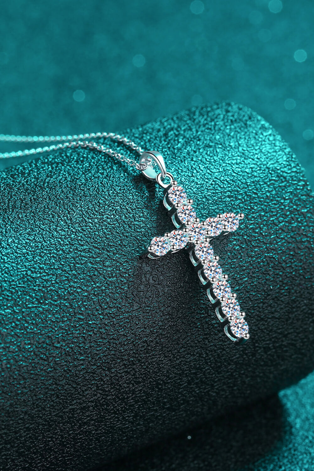 Adored 925 Sterling Silver Cross Moissanite Necklace 
