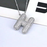 Copper Inlaid Zircon Letter Pendant Necklace 