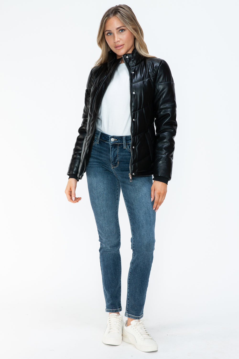 Snobbish Pocketed Zip Up Turtleneck Puffer Jacket 