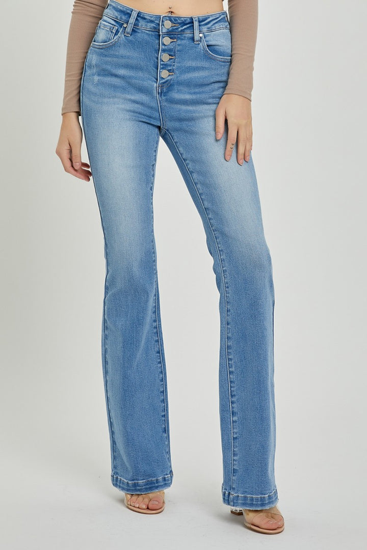 RISEN Full Size High Rise Button Fly Bootcut Jeans 